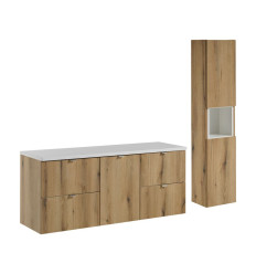 Zestaw meblowy 140cm z blatem i szafką wysoką Nova Oak Comad (SET-NOA B WHITE 140CM S HC)