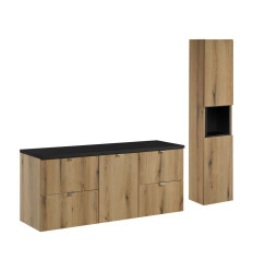 Zestaw meblowy 140cm z blatem i szafką wysoką Nova Oak Comad (SET-NOA B BLACK 140CM S HC)