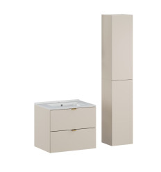 Zestaw meblowy 60cm z umywalką Lava i szafką wysoką Dalia Cashmere Comad (SET-DC 60CM UM LAVA WH HC)