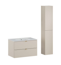 Zestaw meblowy 80 cm z umywalką Lava i szafką wysoką Dalia Cashmere Comad (SET-DC 80CM UM LAVA WH HC)