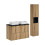 Zestaw meblowy 100cm z blatem, umywalką nablatową Gaja i szafką wysoką Nova Oak Comad (SET-NOA B BLACK 100CM S UN GAJA SW HC)