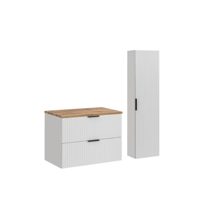 Zestaw meblowy 80cm z blatem i szafką wysoką Adel White Comad (SET-ADW B WOTAN 80CM HC)
