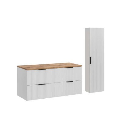 Zestaw meblowy 120cm z blatem i szafką wysoką Adel White Comad (SET-ADW B WOTAN 120CM HC)