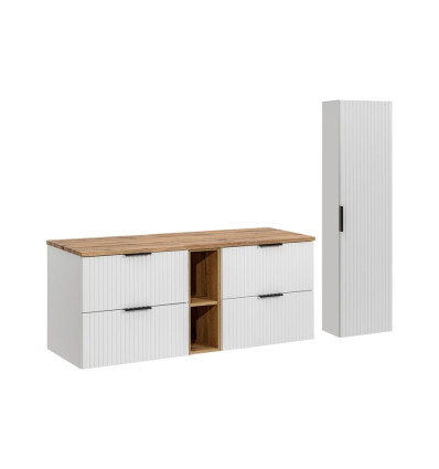 Zestaw meblowy 140cm z blatem i szafką wysoką Adel White Comad (SET-ADW B WOTAN 140CM HC)