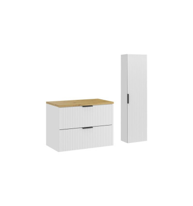 Zestaw meblowy 80 cm z blatem i szafką wysoką Adel White Comad (SET-ADW B ARTISAN 80CM HC)
