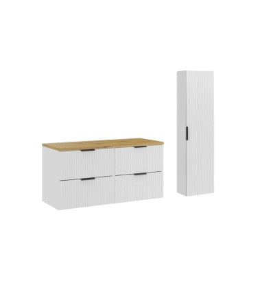 Zestaw meblowy 120cm z blatem i szafką wysoką Adel White Comad (SET-ADW B ARTISAN 120CM HC)