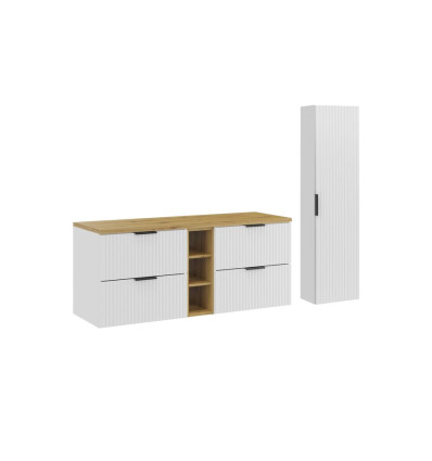 Zestaw meblowy 140cm z blatem i szafką wysoką Adel White Comad (SET-ADW B ARTISAN 140CM HC)