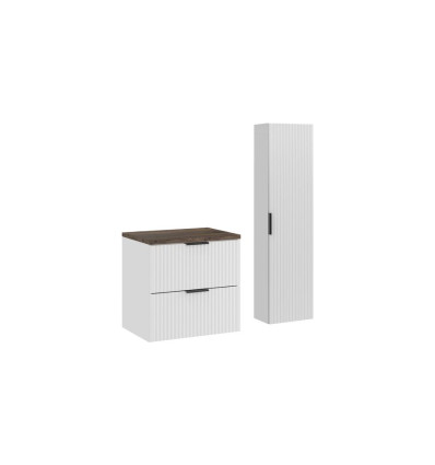 Zestaw meblowy 60 cm z blatem i szafką wysoką Adel White Comad (SET-ADW B VINTAGE 60CM HC)