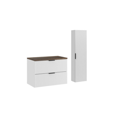Zestaw meblowy 80 cm z blatem i szafką wysoką Adel White Comad (SET-ADW B VINTAGE 80CM HC)