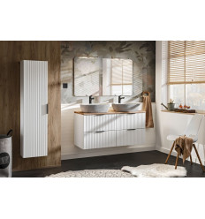 Zestaw meblowy 120cm z blatem z 2 umywalkami szafką wysoką i lustrem Adel White Comad (SET -ADW B 120 CM ANNA 2)
