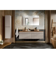Zestaw meblowy 160cm z blatem, 2 umywalkami Wiki, słupkiem i lustrem Iconic Cashmere Comad (SET - ICC B 160 CM WIKI-MC 5)