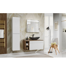 Zestaw meblowy 100cm z blatem, umywalką Lena, szafką wysoką i lustrem Iconic White Comad (SET ICW-B 100 CM LENA-MB2 A08)