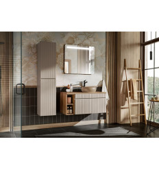 Zestaw 100cm z blatem umywalką słupkiem i lustrem Iconic Cashmere Comad (SET - ICC B 100 CM WIKI-MC 4 81-01 COAST EVOKE OAK)