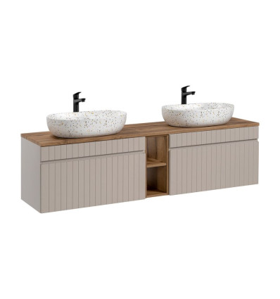 Zestaw meblowy 180cm z blatem i 2 umywalkami Iconic Cashmere Comad (SET - ICC B 180 CM LILI-MW21 81-01 COAST EVOKE OA)