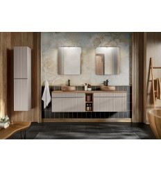 Zestaw 180 cm blat 2 umywalki słupek 2 lustra Iconic Cashmere Comad (SET - ICC B 180 CM WIKI-MC 6 81-01 COAST EVOKE OAK)