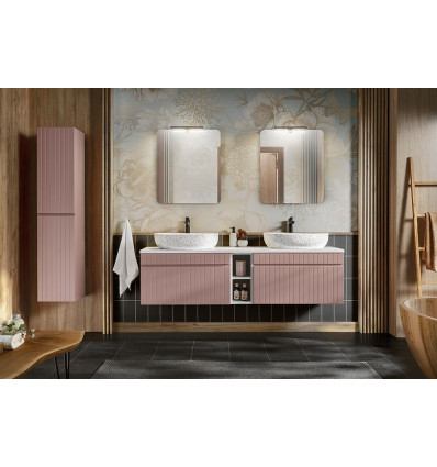 Zestaw meblowy 180cm z umywalkami nablatowymi, szafką wysoką i Iconic Rose Comad (SET -ICR B 180 CM LILI-MW21 6 81-01 WHITE)