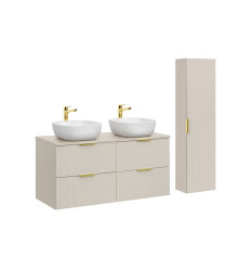 Zestaw meblowy 120cm z blatem umywalkami i szafką wysoką Adel Cashmere Comad (SET-ADC B CASHMERE 120CM SMILE 40 HIGH CABINET)