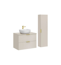 Zestaw meblowy 80cm z blatem umywalką i szafką wysoką Adel Cashmere Comad (SET-ADC B CASHMERE 80CM SMILE 40 HIGH CABINET)