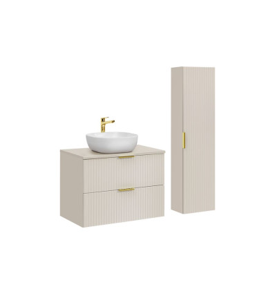 Zestaw meblowy 80cm z blatem umywalką i szafką wysoką Adel Cashmere Comad (SET-ADC B CASHMERE 80CM SMILE 40 HIGH CABINET)