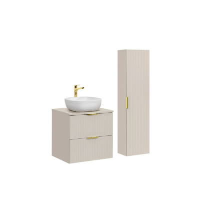 Zestaw meblowy 60cm z blatem, umywalką Smile i szafką wysoką Adel Cashmere Comad (SET-ADC B CASHMERE 60CM SMILE 40 HIGH CABINET)