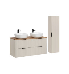 Zestaw meblowy 120cm z blatem z 2 umywalkami i szafką wysoką Adel Cashmere Comad (SET-ADC B WOTAN 120CM SMILE 40 HIGH CABINET)