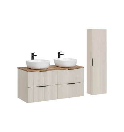 Zestaw meblowy 120cm z blatem z 2 umywalkami i szafką wysoką Adel Cashmere Comad (SET-ADC B WOTAN 120CM SMILE 40 HIGH CABINET)