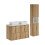 Zestaw meblowy 100cm z blatem, 2 umywalkami Gaja i szafką wysoką Nova Oak Comad (SET-NOA B WHITE 100CM S UN GAJA SW HC)