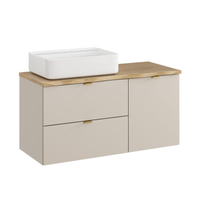 Zestaw z blatem 100cm, szafką z koszem na pranie i umywalką Magic Dalia Cashmere Comad (SET-DC B NAT CREMONA 100CM UN MAGIC LB)