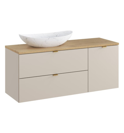 Zestaw z blatem 120 cm z umywalką Lena i szafką z koszem na pranie Dalia Cashmere Comad (SET-DC B CREMONA 120CM UN LENA LB)