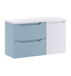 Zestaw meblowy 100cm z blatem i szafką z koszem na pranie Nova Denim Comad (SET-NOD B WHITE 100CM S LB)