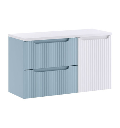 Zestaw meblowy 100cm z blatem i szafką z koszem na pranie Nova Denim Comad (SET-NOD B WHITE 100CM S LB)