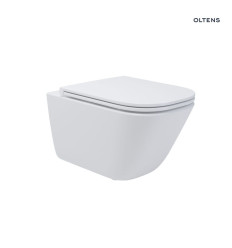Zestaw Stille miska WC wisząca PureRim z powłoką SmartClean z deską wolnoopadającą Slim biała Hadsel Oltens (42545000)