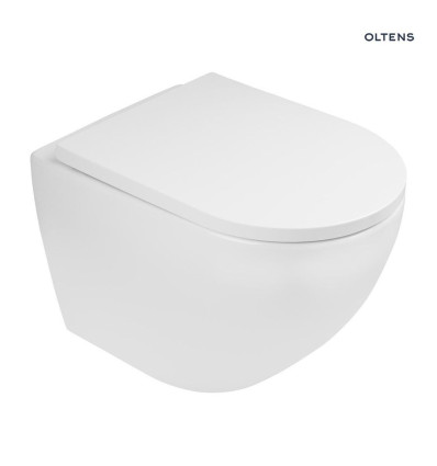 Zestaw OneForm Stille PureRim miska WC wisząca z deską wolnoopadającą biały połysk Hamnes Oltens (42047000)