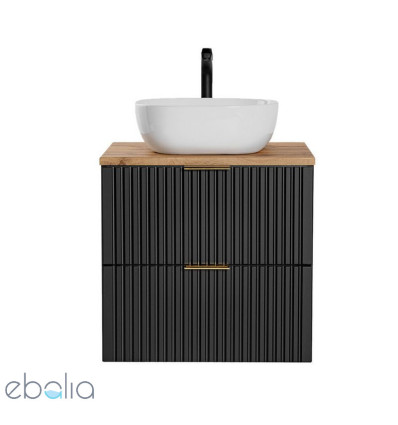 Zestaw meblowy 60 cm z umywalką nablatową Adel Black Comad (SET - ADB B 60CM WOTAN UN. 6252)
