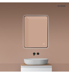 Lustro 60x80 cm prostokątne z oświetleniem od tyłu z matą grzewczą czarny Nordlis Oltens (64119300)