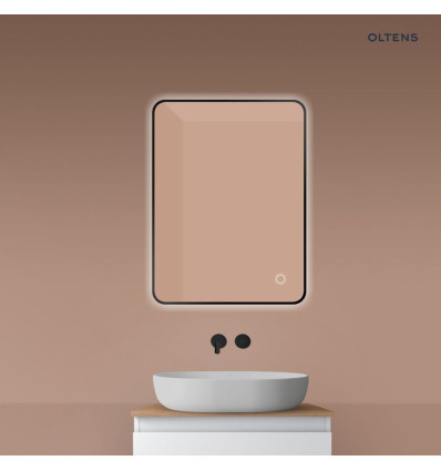 Lustro 60x80 cm prostokątne z oświetleniem od tyłu z matą grzewczą czarny Nordlis Oltens (64119300)