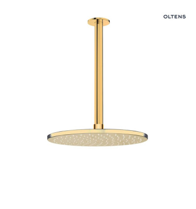 Deszczownica 22 cm okrągła z ramieniem sufitowym Aera złoty połysk Atran Oltens (36084800)