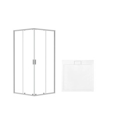 Kabina prysznicowa 90x90 Zarya Chrom + brodzik Axim Besco (ZK-AX-90-190)