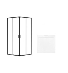 Kabina prysznicowa 80x80 Zarya Black + brodzik Axim Besco (ZKB-AX80-190)