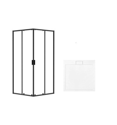 Kabina prysznicowa 80x80 Zarya Black + brodzik Axim Besco (ZKB-AX80-190)