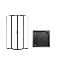 Kabina prysznicowa 90x90 Zarya Black + brodzik Oskar SEN Besco (ZKB-OSS90-19)