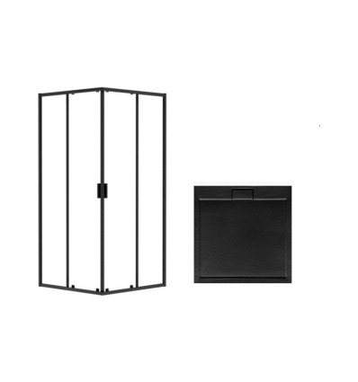 Kabina prysznicowa 90x90 Zarya Black + brodzik Axim SEN Besco (ZKB-AXS90-19)