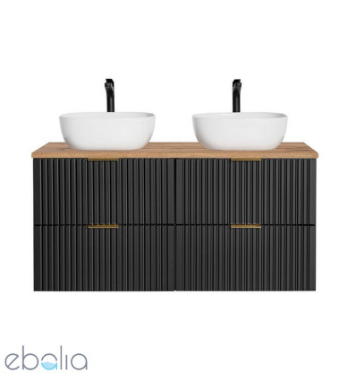 Zestaw meblowy 120cm z umywalkami nablatowymi Adel Black Comad (SET - ADB B 120CM WOTAN UN 6252)