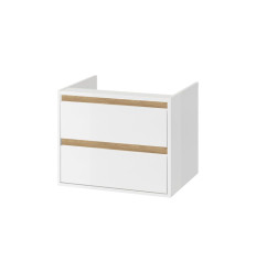Tuto szafka wisząca 60 cm podumywalkowa 2 szuflady, biały połysk/dąb Excellent (MLEX.0103.600.WHBL)
