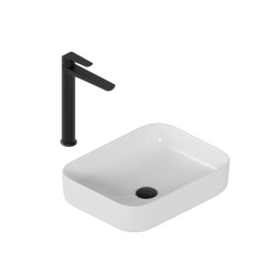Zestaw promocyjny Cori 2.0 50x38 z baterią umywalkową wysoką Clever 2.0, czarny soft i korkiem klik-klak, Excellent (ZEPR.0051)