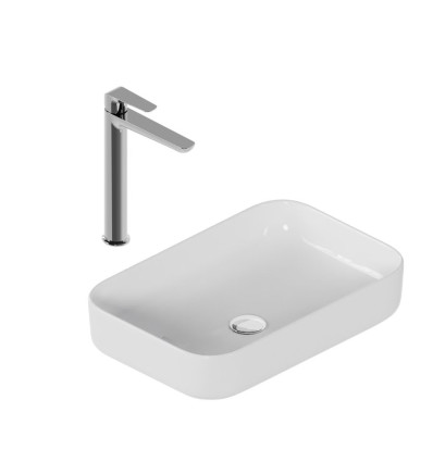 Zestaw promocyjny Cori 2.0 58x38 z baterią umywalkową wysoką Clever 2.0 chrom, korek klik-klak, chrom Excellent (ZEPR.0054)