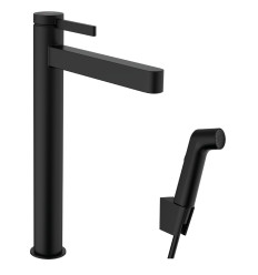 Bateria umywalkowa z główką Bidette i wężem Finoris czarny mat Hansgrohe (76220670)