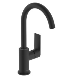 Bateria umywalkowa z obrotową wylewką i korkiem Czarny mat Rebris S Hansgrohe (72536670)
