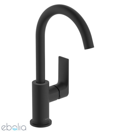 Bateria umywalkowa z obrotową wylewką i korkiem Czarny mat Rebris S Hansgrohe (72536670)