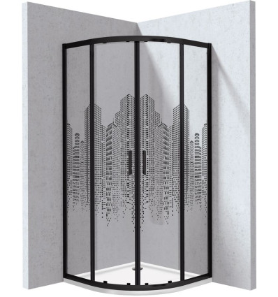 Kabina prysznicowa z brodzikiem półokrągła 80x80 cm - wzór miasto Deante (KYPPND88P)